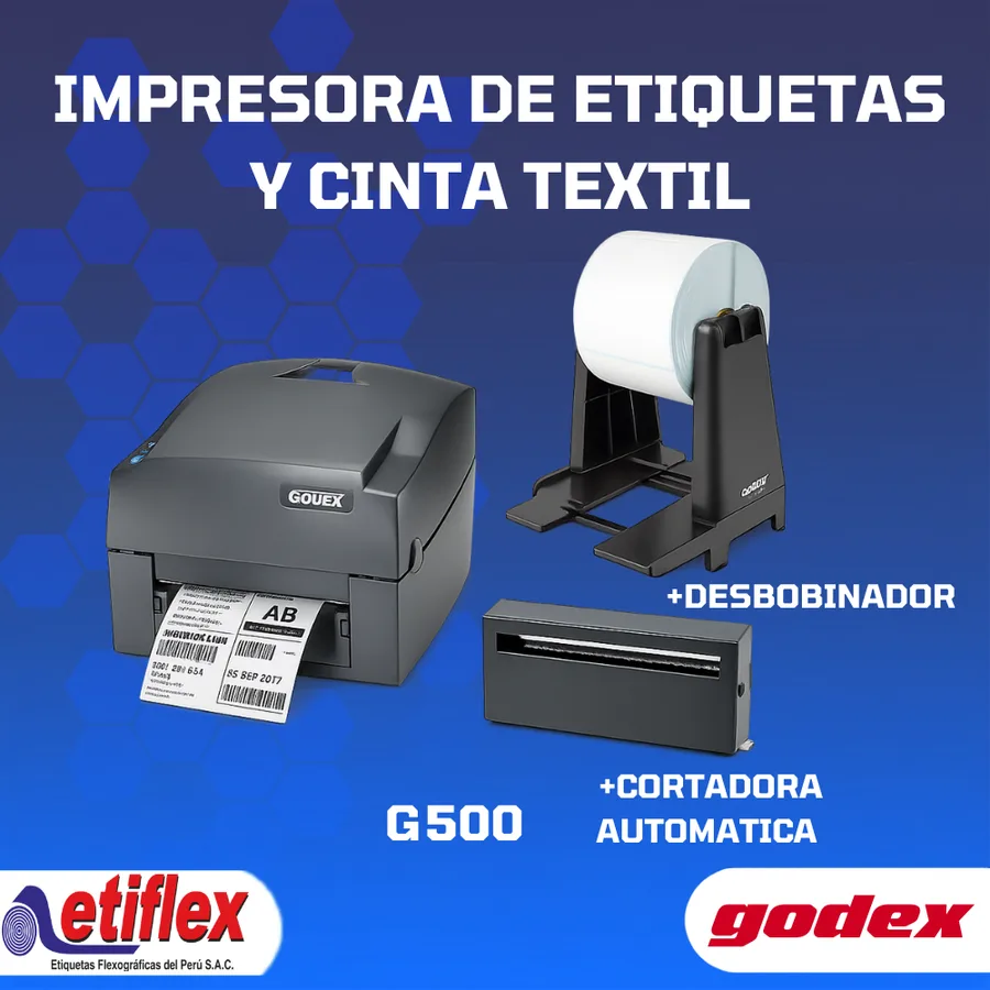 Pack Godex G500+ (Cortadora Automática + Desbobinador Externo)