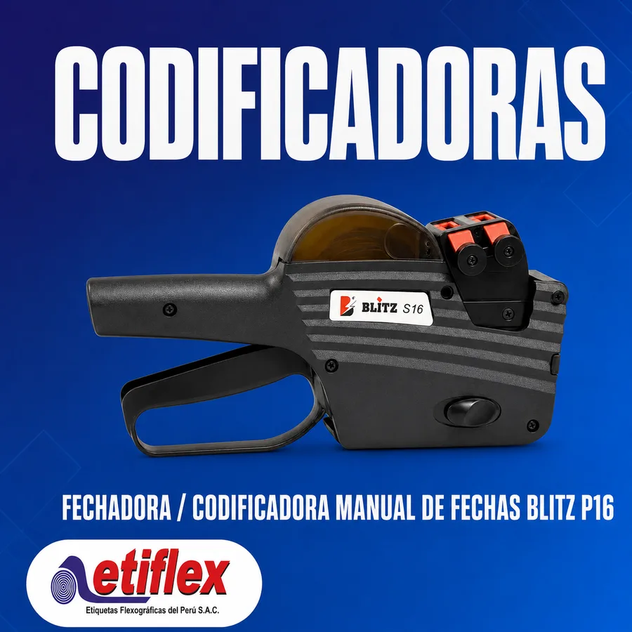 Fechadora / Codificadora Manual de Fechas Blitz P16 – 2 Columnas, 16 Dígitos