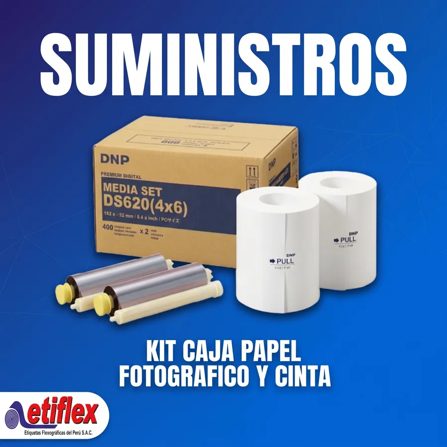 KIT CAJA PAPEL FOTOGRAFICO Y CINTA DNP DS620A 4X6