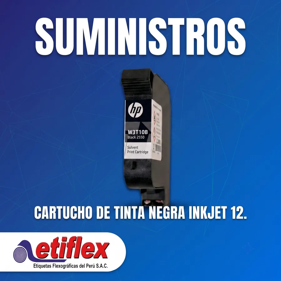 Cartucho de Tinta Negra INKJET 12.7mm HP de Secado Rápido para Codificadora