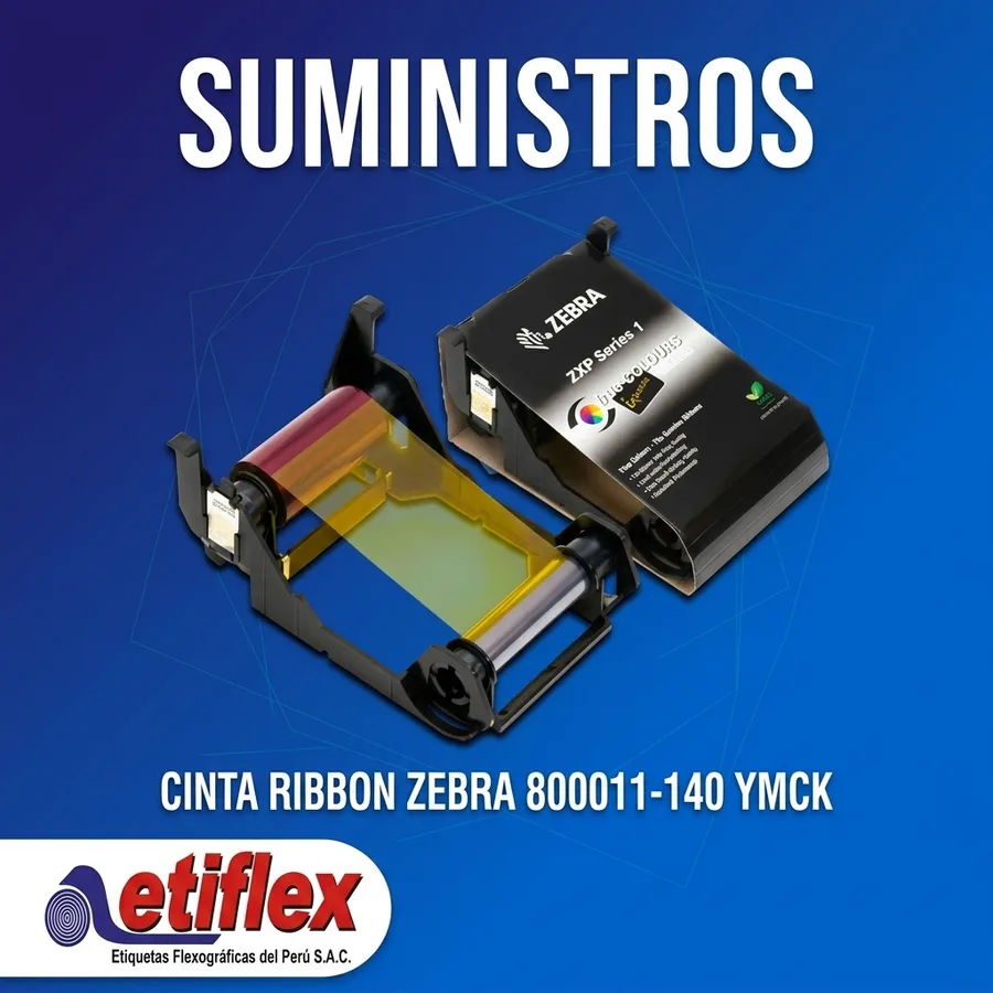 CINTA RIBBON ZEBRA 800011-140 YMCKO PARA IMPRESORA DE CARNETS ZEBRA ZXP SERIES 1