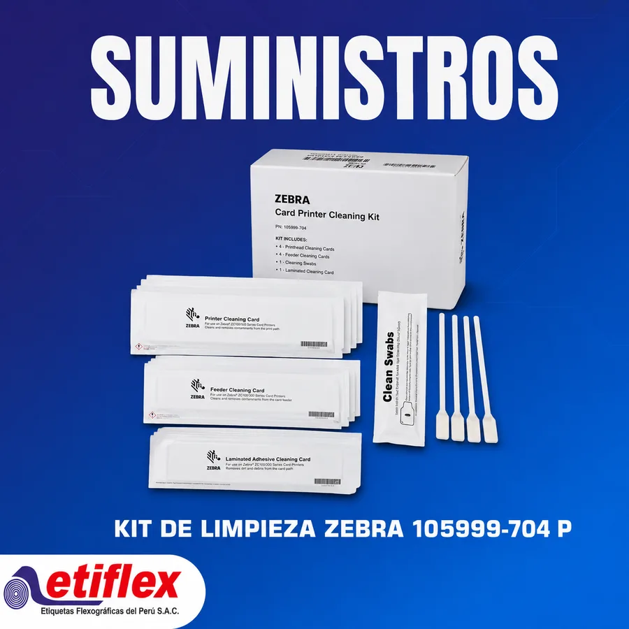 Kit de Limpieza Zebra 105999-704 para Impresoras ZXP Series 7 – 74 con Laminación
