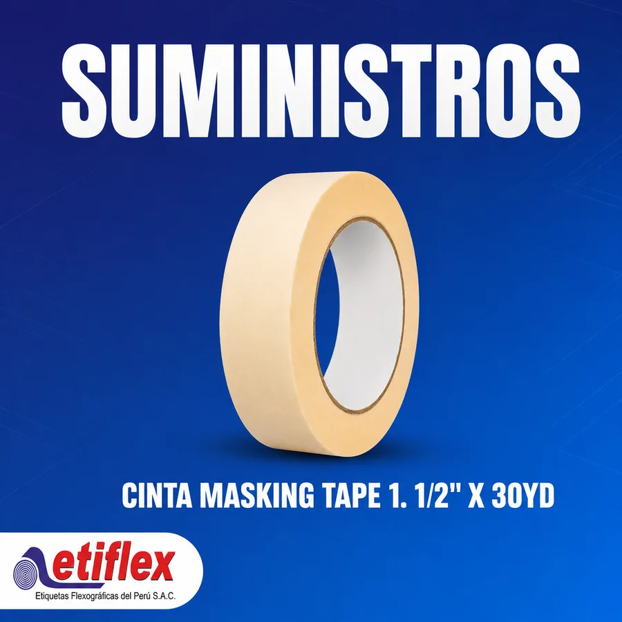 Cinta Masking Tape 1. 1/2'' x 30yds x caja 30und