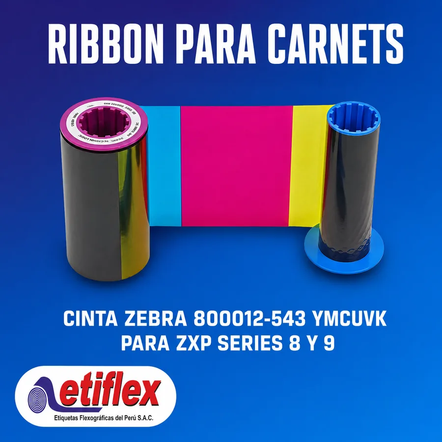Cinta Zebra 800012‑543 YMCUvK para ZXP Series 8 y 9 (500 impresiones)