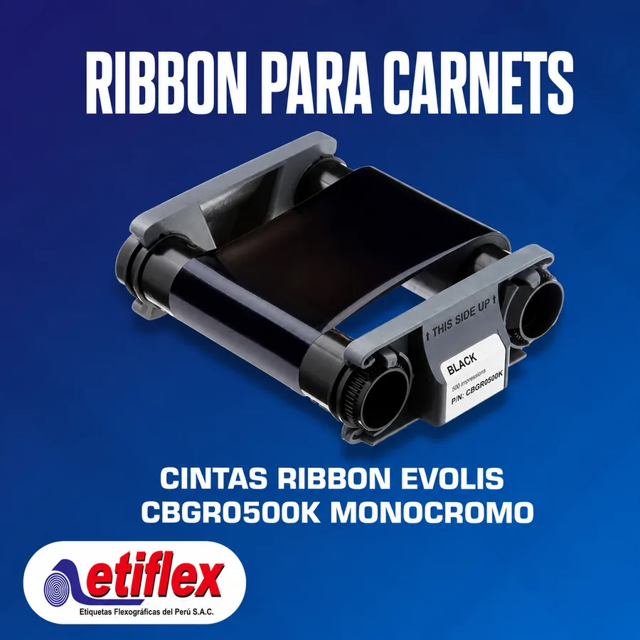 Cintas Ribbon Evolis CBGR0500K Monocromo para Badgy200