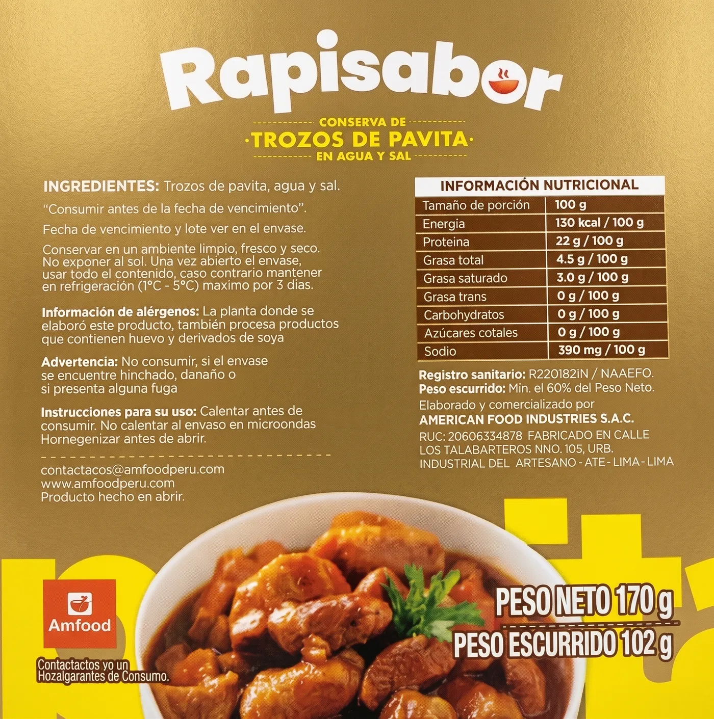Etiqueta etiqueta de producto impresa por Etiflex para Rapisabor